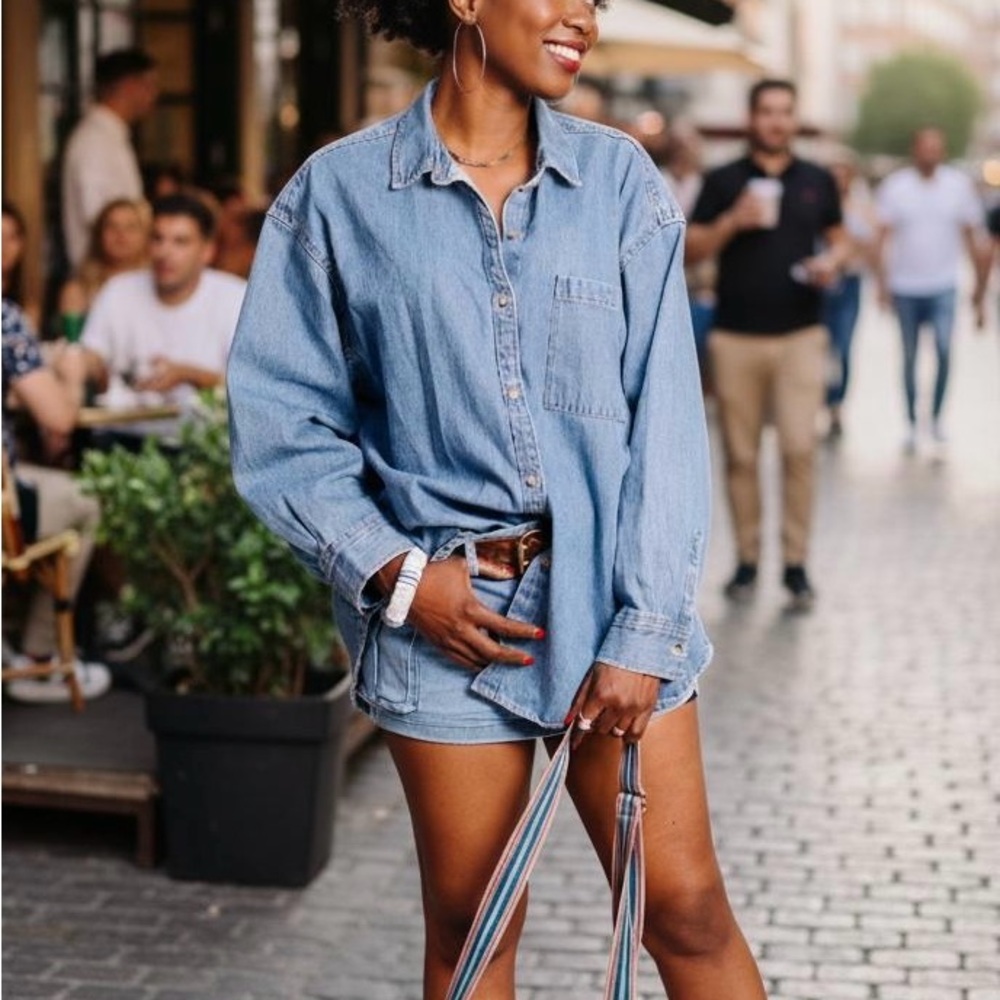 Casual Denim Shirt and Shorts Set